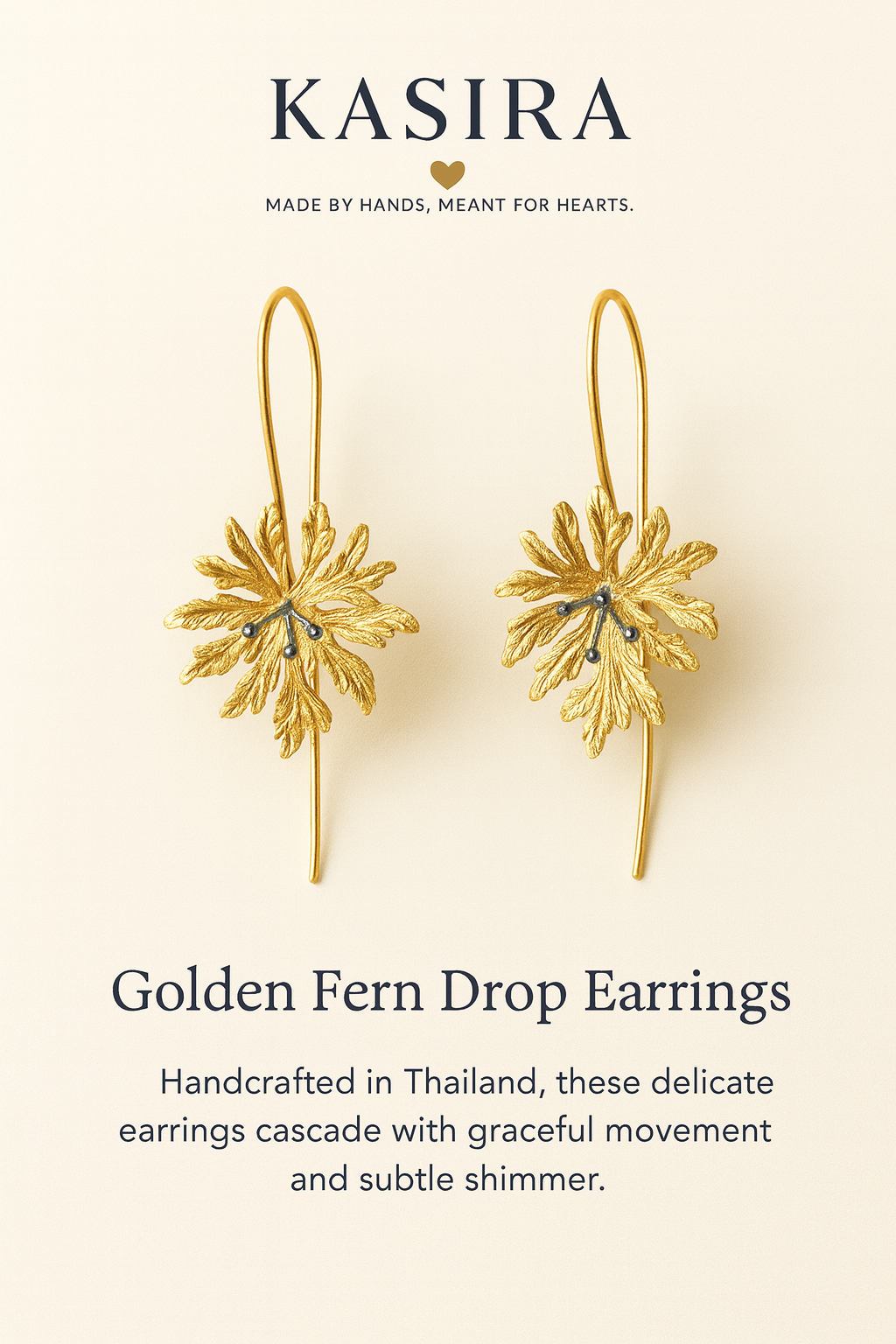 Golden Fern Drop Earrings