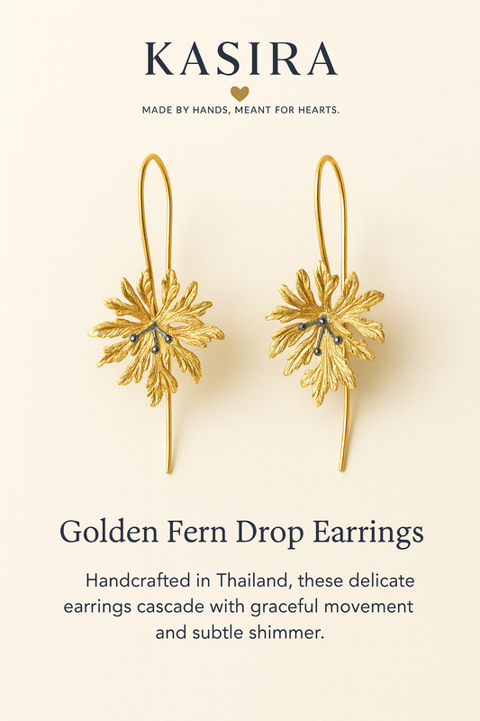 Golden Fern Drop Earrings