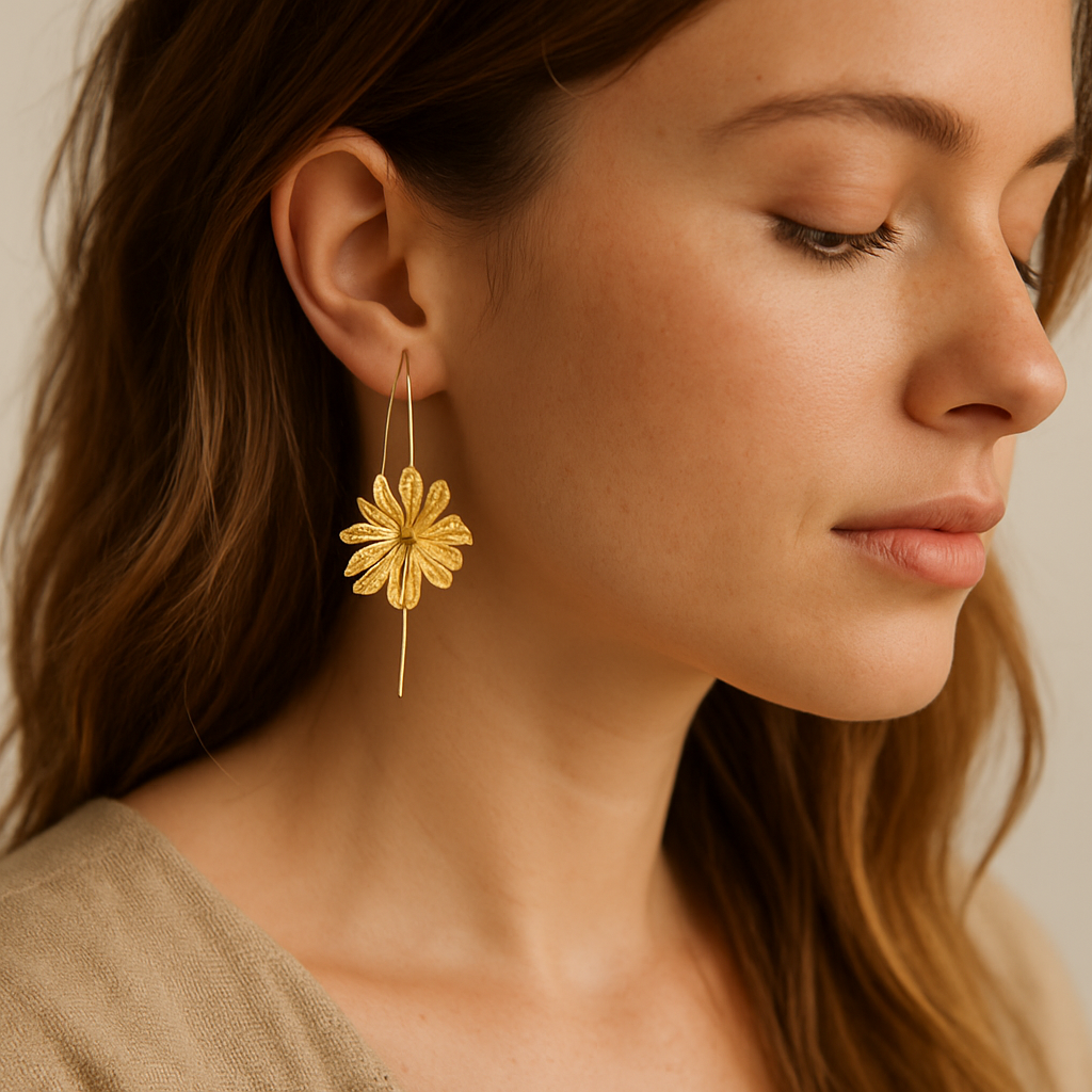Golden Fern Drop Earrings