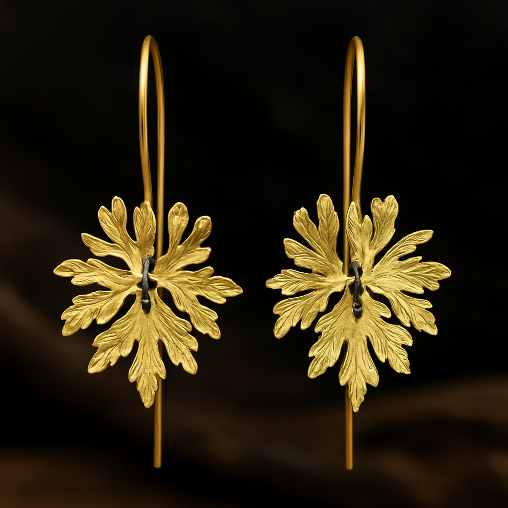 Golden Fern Drop Earrings